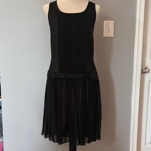 Calvin Klein Black Pleated Sheath Drop Waist Dress